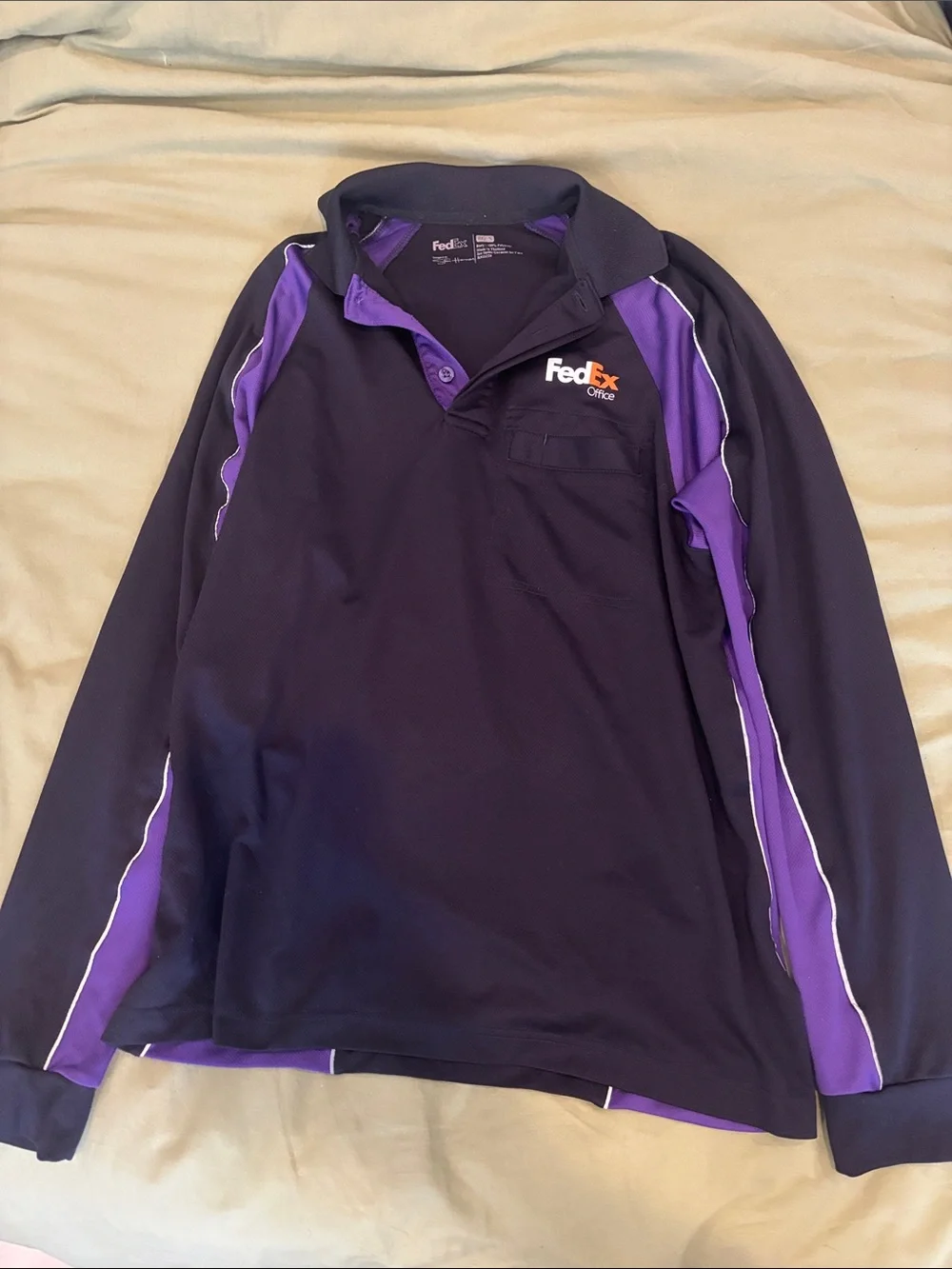Fedex Men’s Long-Sleeve Polo Shirt - Black & Purple
